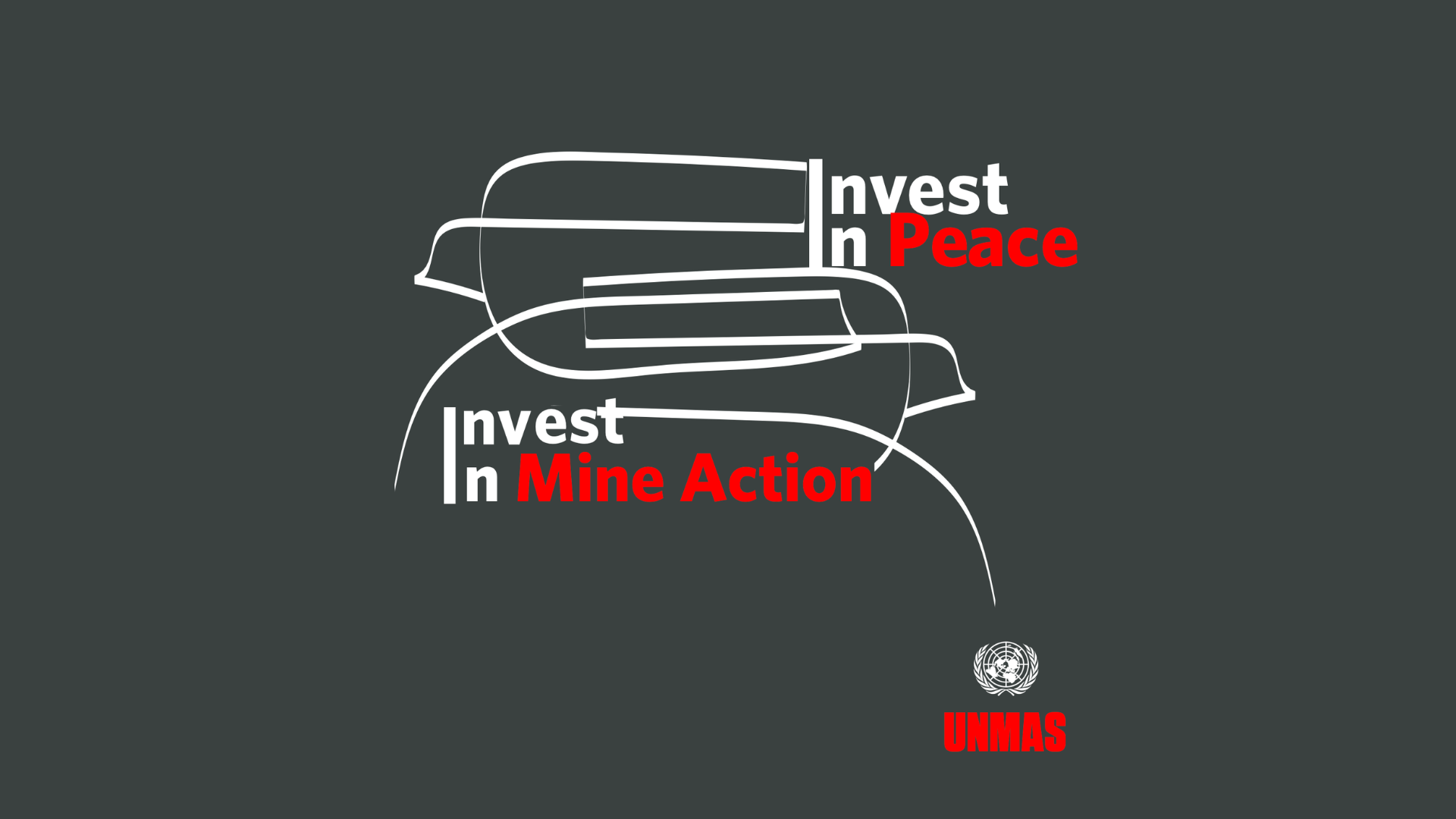 Invest in Mine Action Invest in Peace Logo Grey