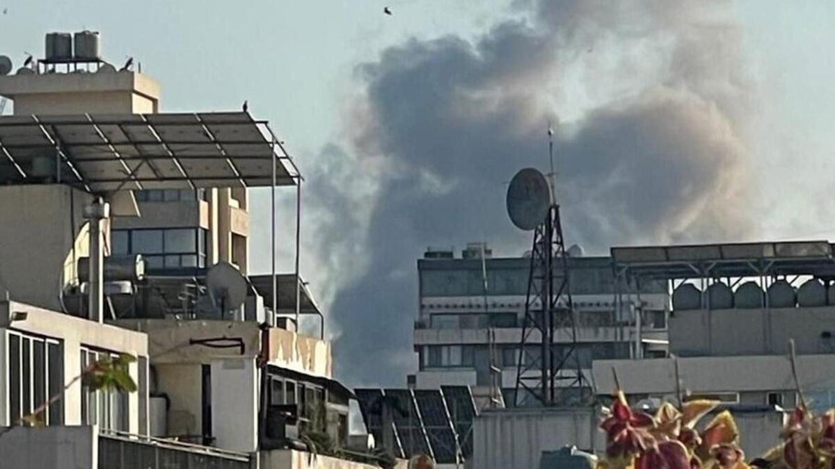 Smoke rises in Beirut, Lebanon.