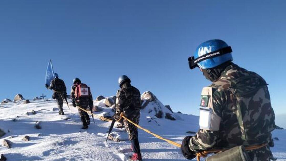 peacekeepers conduct a high-altitude patrol in the area of separation.