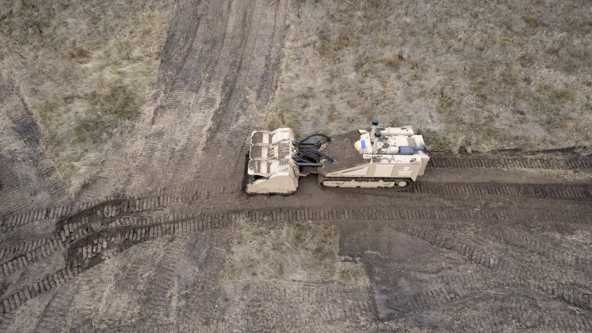 The remotely-operated demining machine delivered by UNOPS to the SSTS.