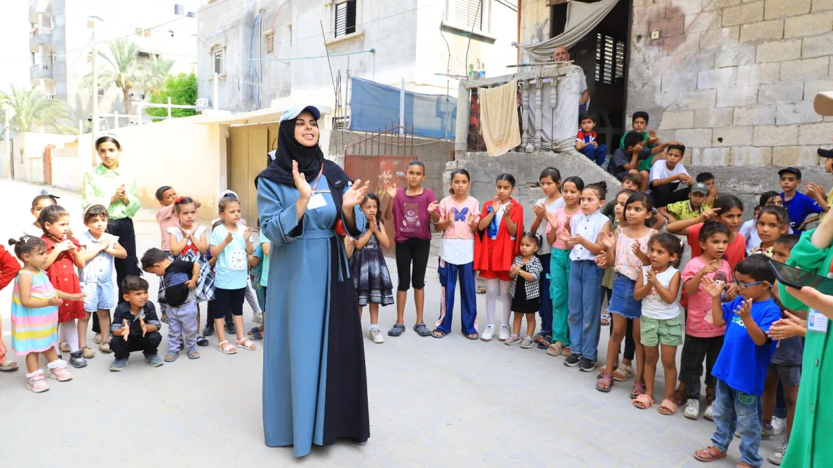 The Pod Risk Education Officer is Conducting a Formal EORE CPP Awareness Session with Adults in the Deir El-balah Palestine on 10 Aug 2025