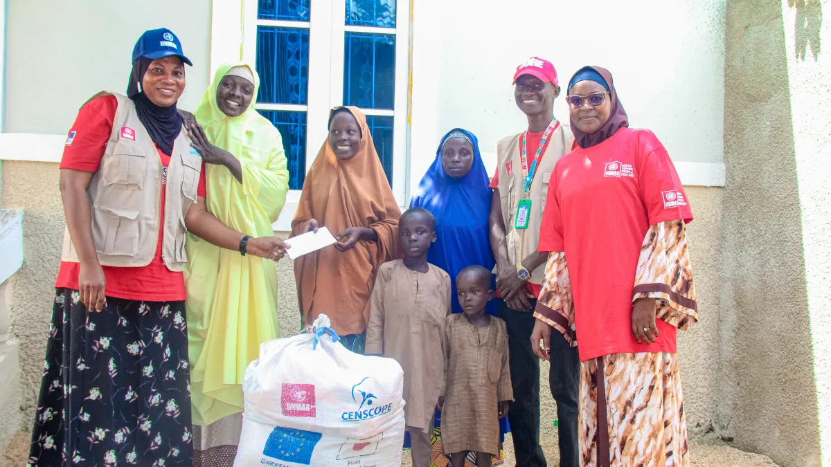 Fatima and her family receiving victim assistance in nigeria