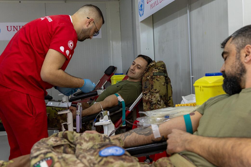 UNIFIL peacekeepers from Italy, Poland, Ireland, France and Latvia donated blood, which is essential for saving lives.