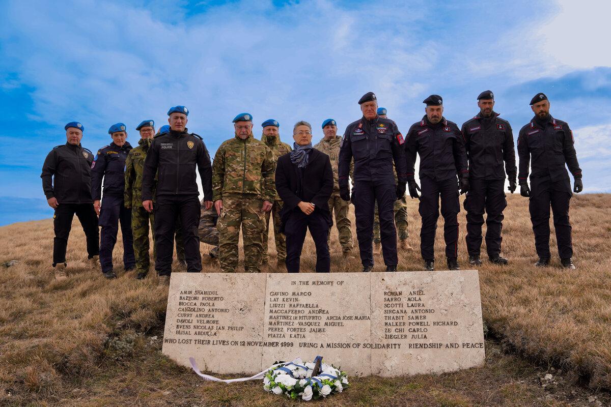 peacekeepers standing in field for rememberance event