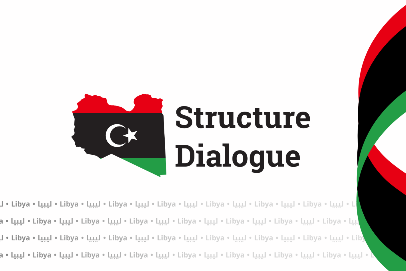 The Structured Dialogue logo which reflects a map of Libya with the Libyan flag colors 