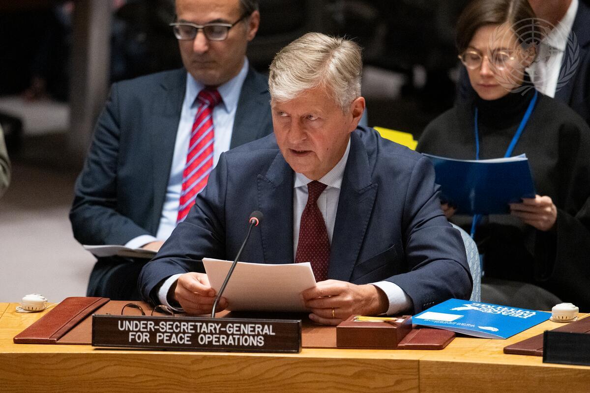 Jean-Pierre Lacroix, Under-Secretary-General for Peace Operations, briefs the Security Council meeting on United Nations peacekeeping operations, with a focus on Strengthening UN peacekeeping: Reflections for the future.