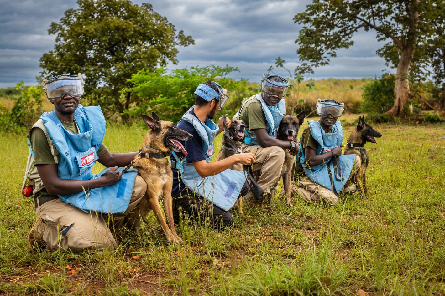 peacekeepers in field with protective guear
