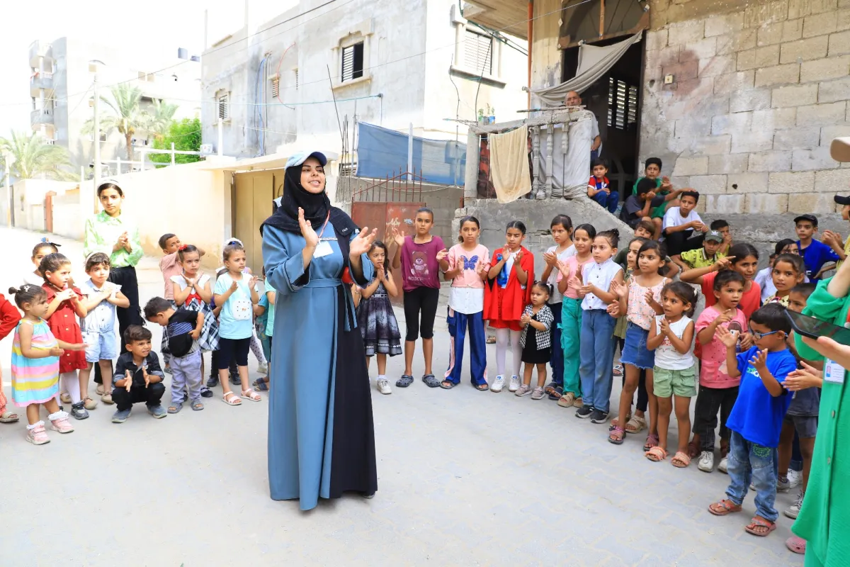 The Pod Risk Education Officer is Conducting a Formal EORE CPP Awareness Session with Adults in the Deir El-balah Palestine on 10 Aug 2025