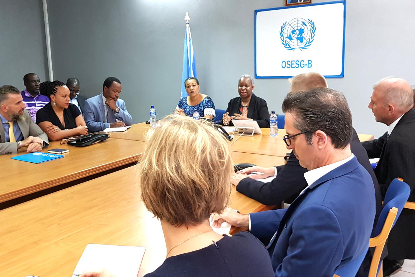Mme Bintou Keita lors d'une séance d'information avec des diplomates et des chefs d'agence des Nations Unies à Bujumbura lors de la visite. 6 février 2020. ONU/Napoleon Viban